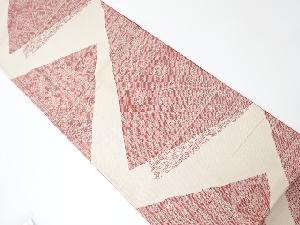アンティーク　切り嵌め風抽象花模様織出しリバーシブル全通袋帯（材料）